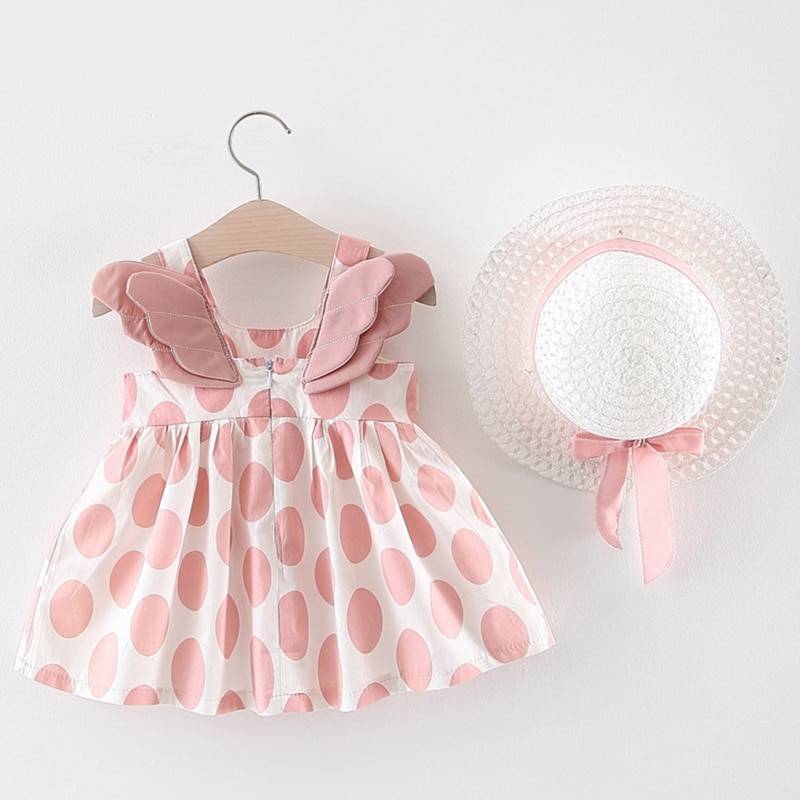 Baby Girl’s Summer Patterned Dress with Hat