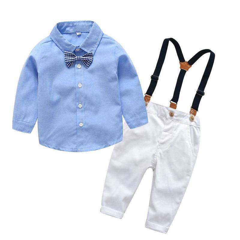 Casual Shirt And Overalls Set For Boys