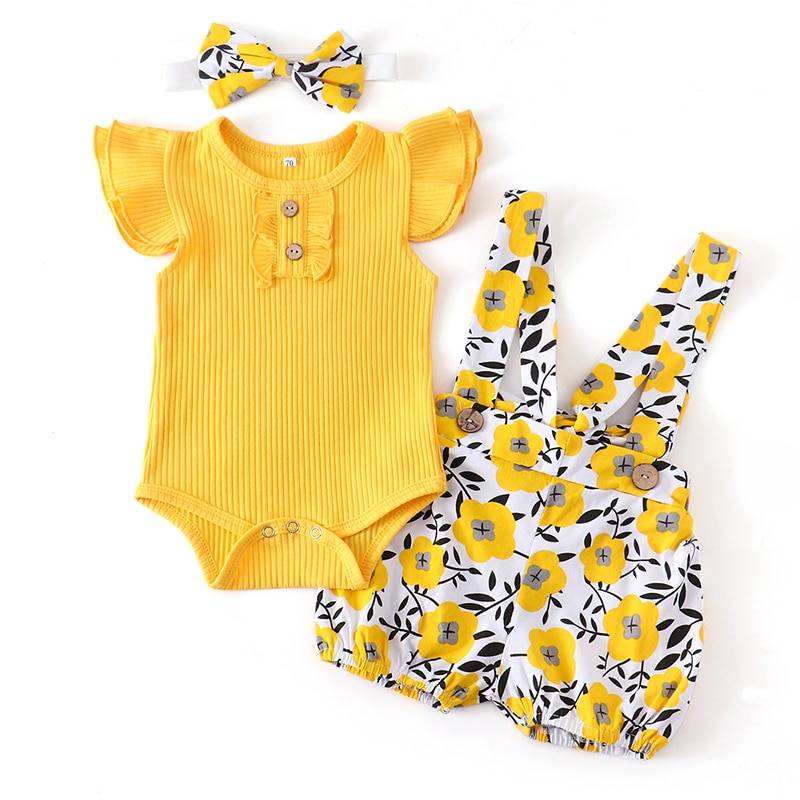 Baby Girl’s Summer Clothing Set, 3 Pcs