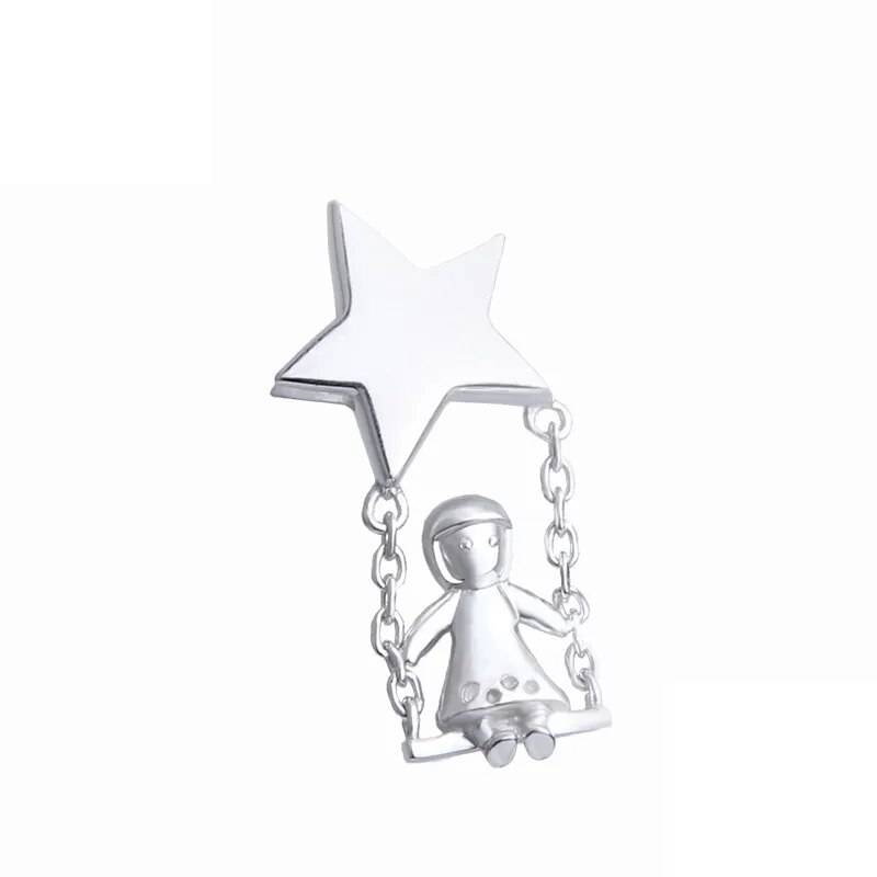Silver Swing Shaped Pendant For Girls
