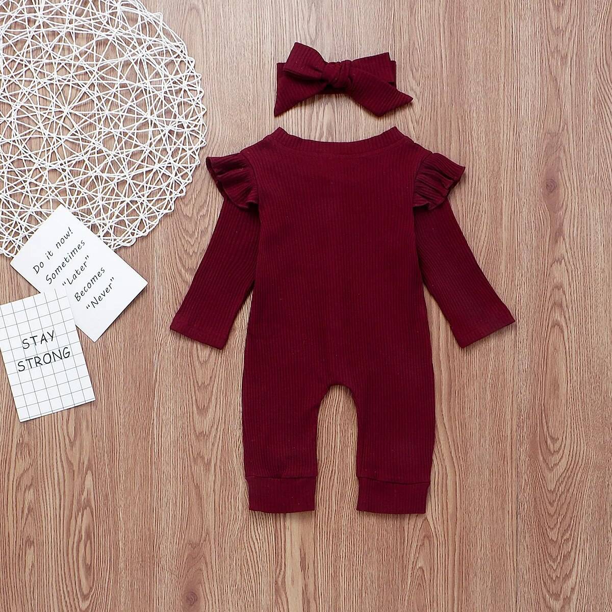Knitted Romper With Bow For Baby