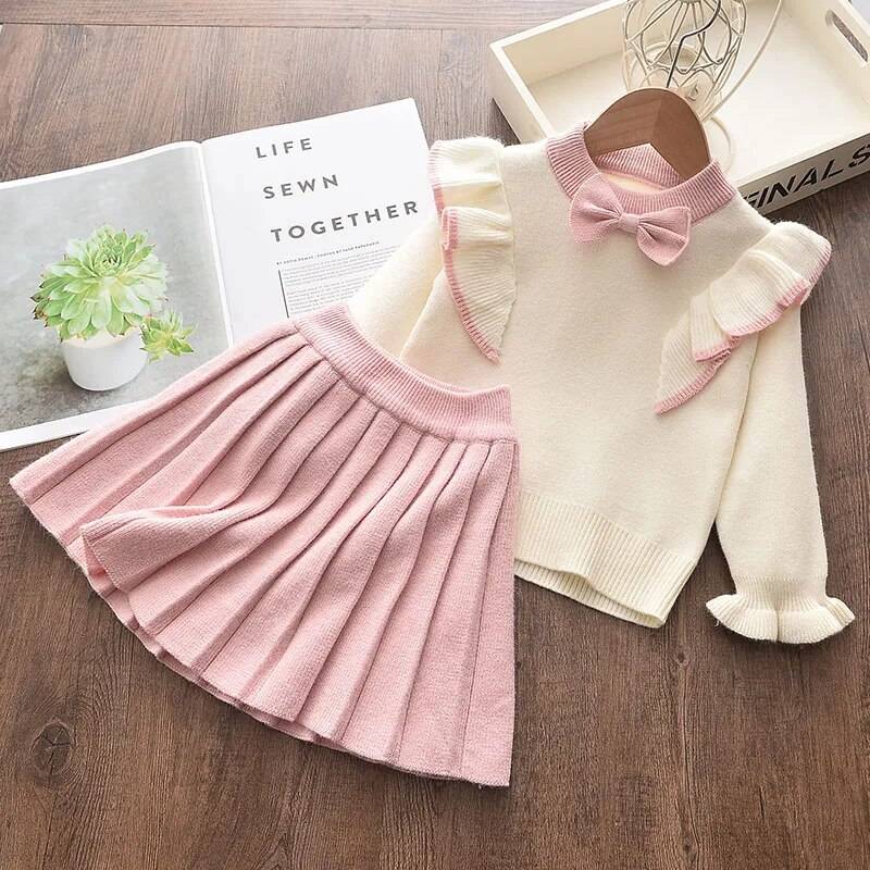 Girl’s Long Sleeved Sweater and Skirt Set