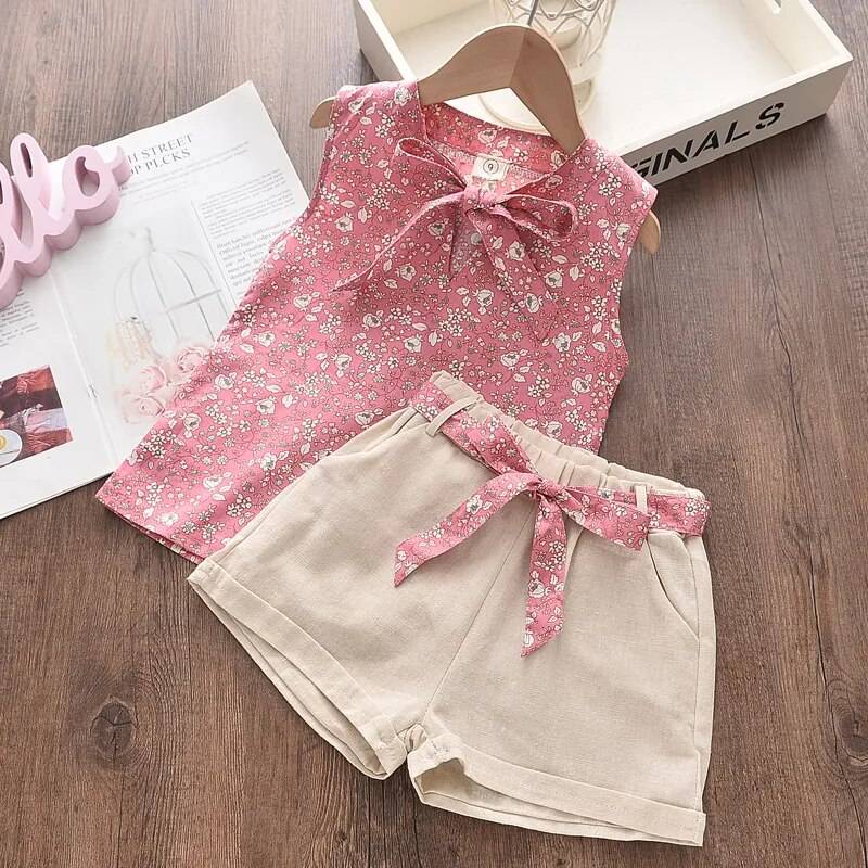 Girl’s Summer Top and Shorts Clothing Set