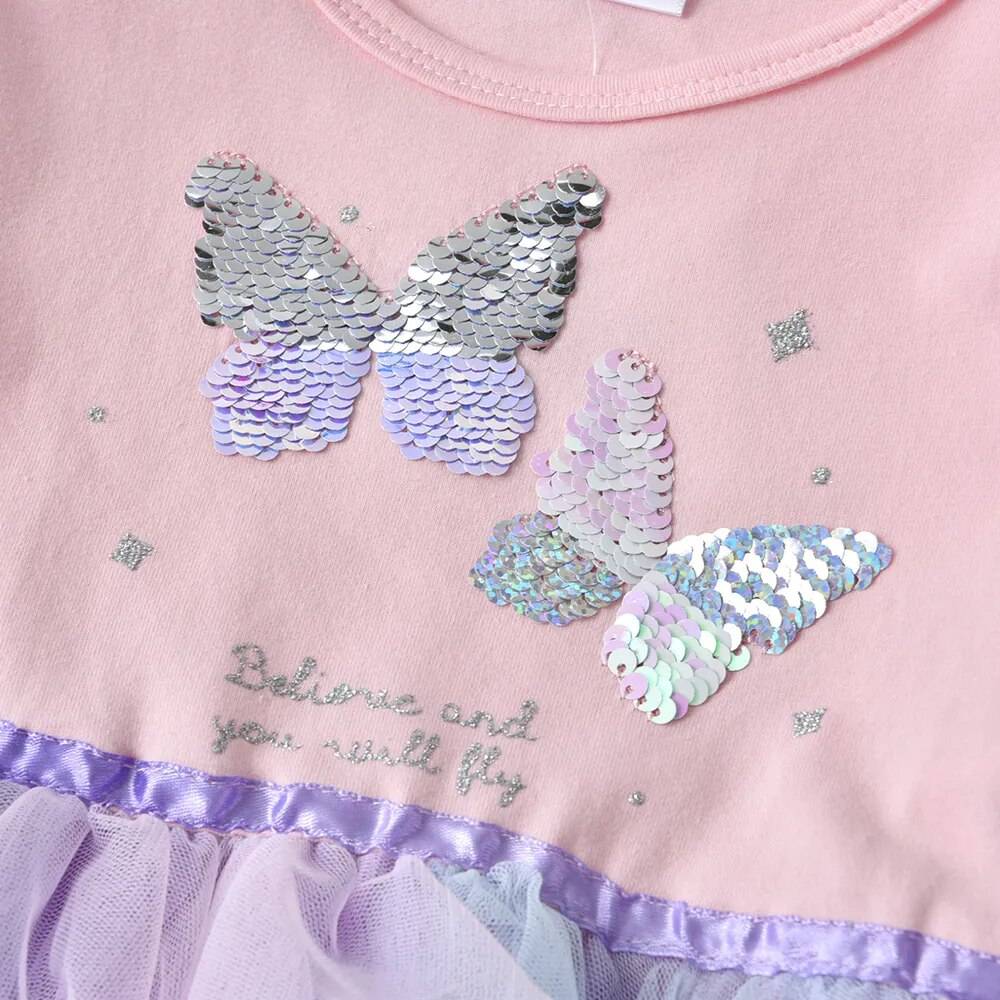 Girl’s Butterfly Sequins Tutu Dress