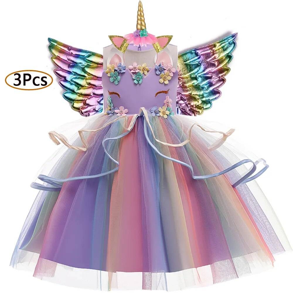 Girls Unicorn Dress with Wings