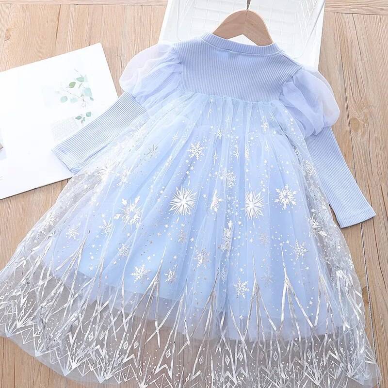 Long Sleeve Frozen Princess Girls Dress