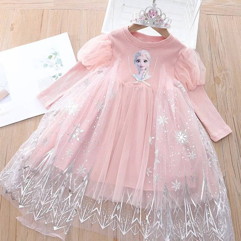 Long Sleeve Frozen Princess Girls Dress