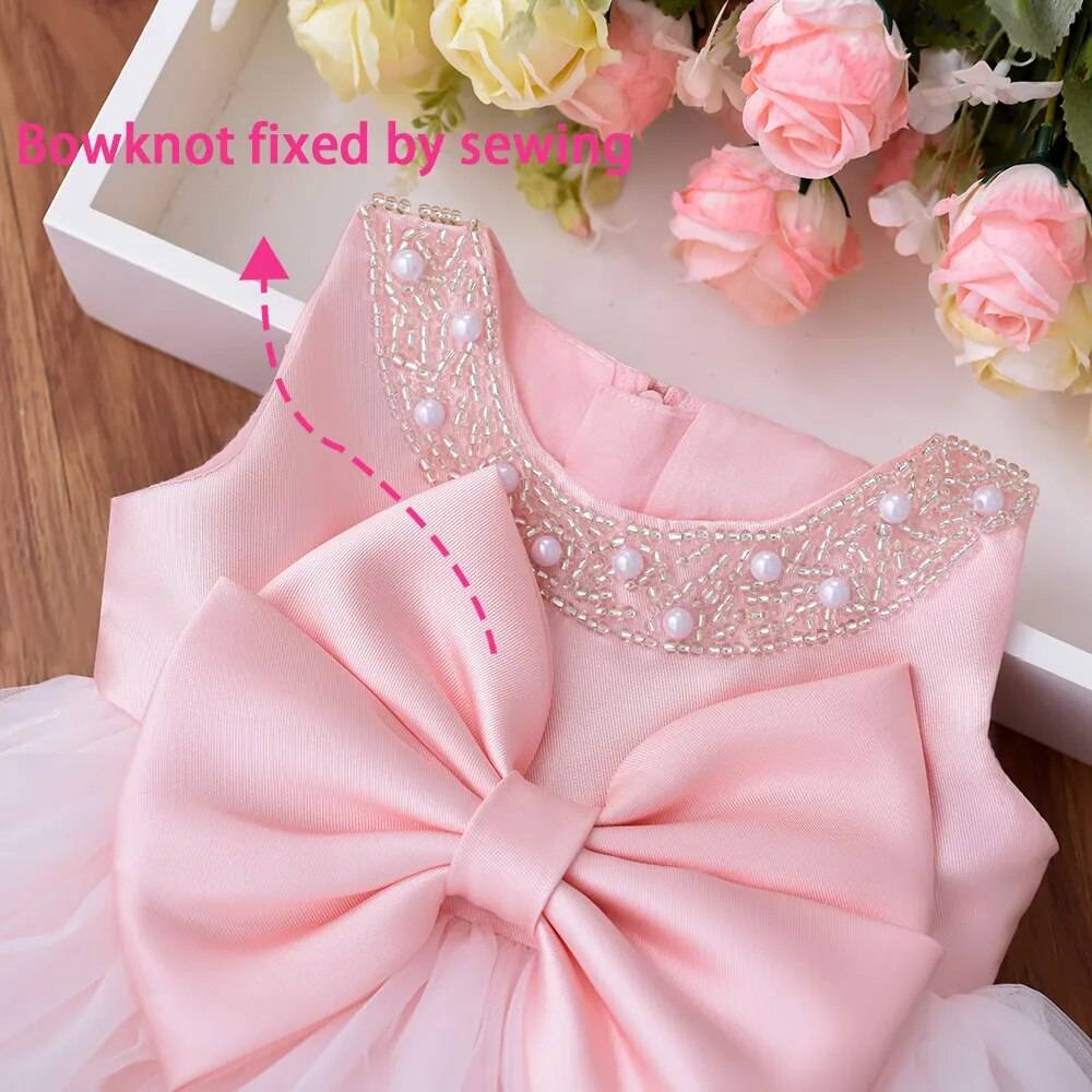 Yoliyolei Fairy Cuty Girls Dress Tulle Fluffy Children Gowns Flower Princess Vestidos Kids Birthday Party Baby Toddler Dresses