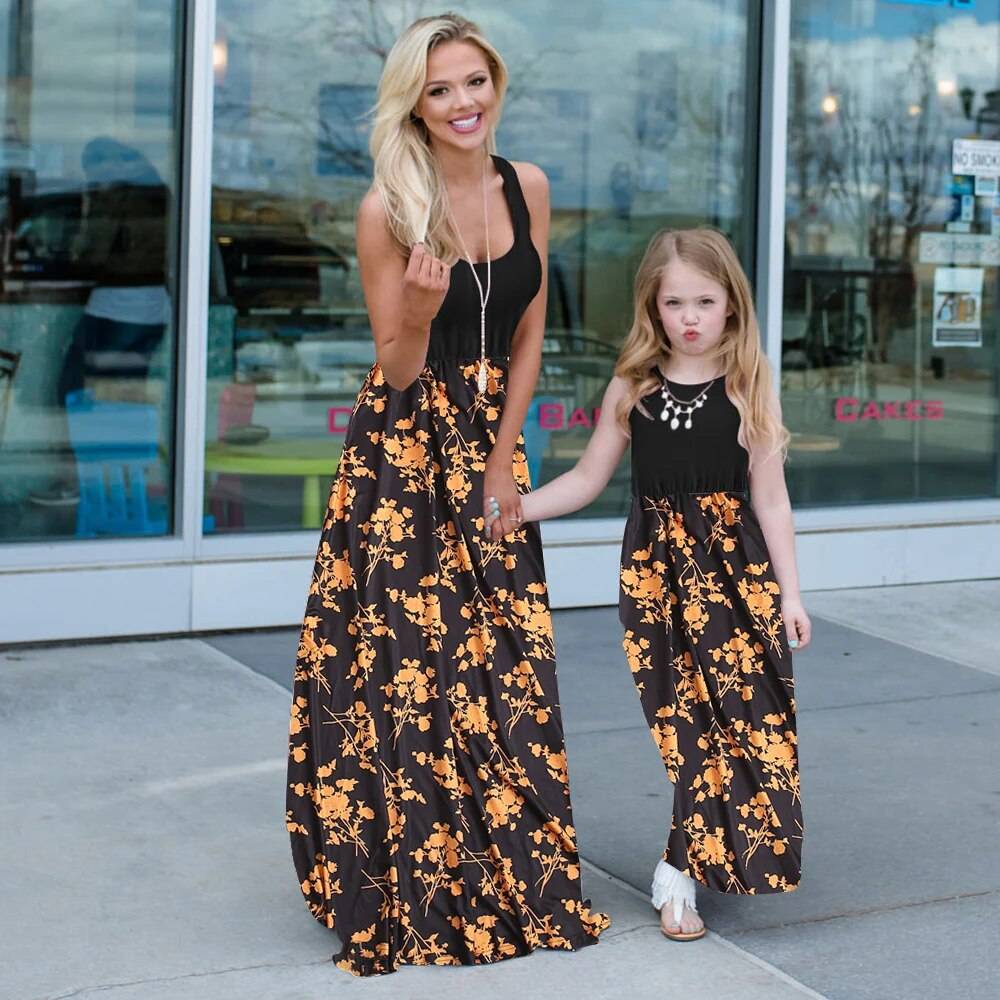 Summer Mommy and Me Floral Long Dress