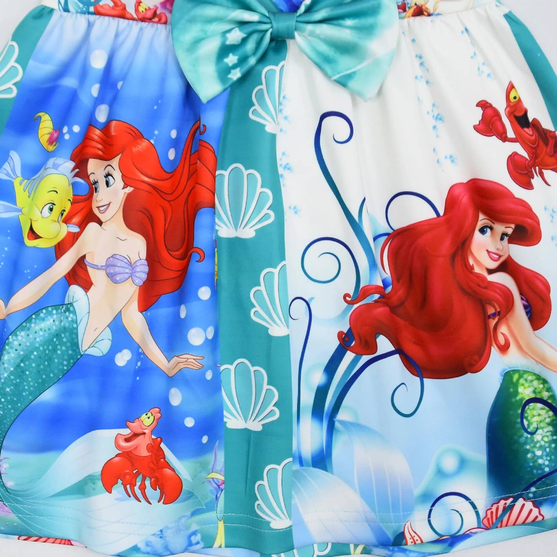 Girls Sleeveless Cartoon Mermaid Casual Dress