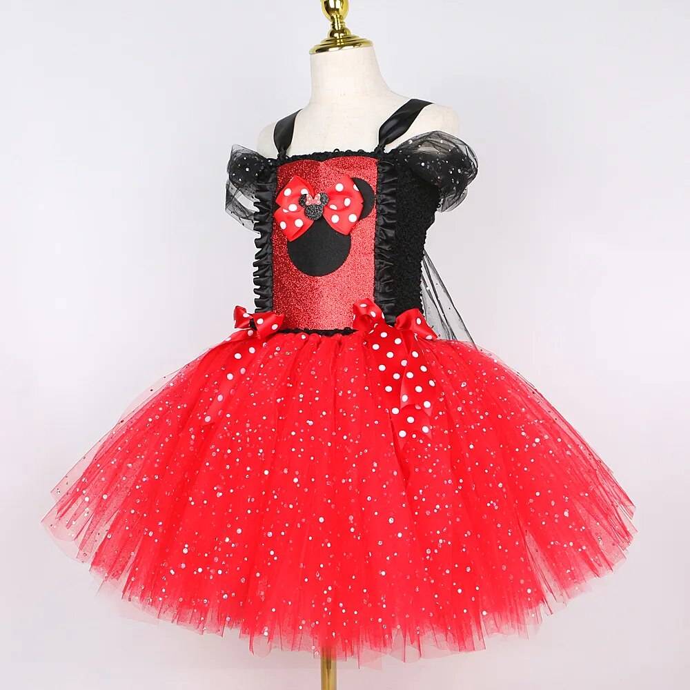 Sparkly Red Minnie Dress Set with Headband