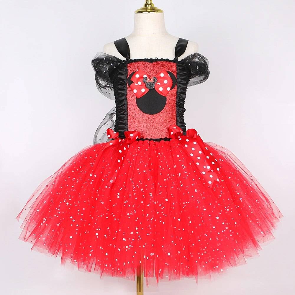 Sparkly Red Minnie Dress Set with Headband
